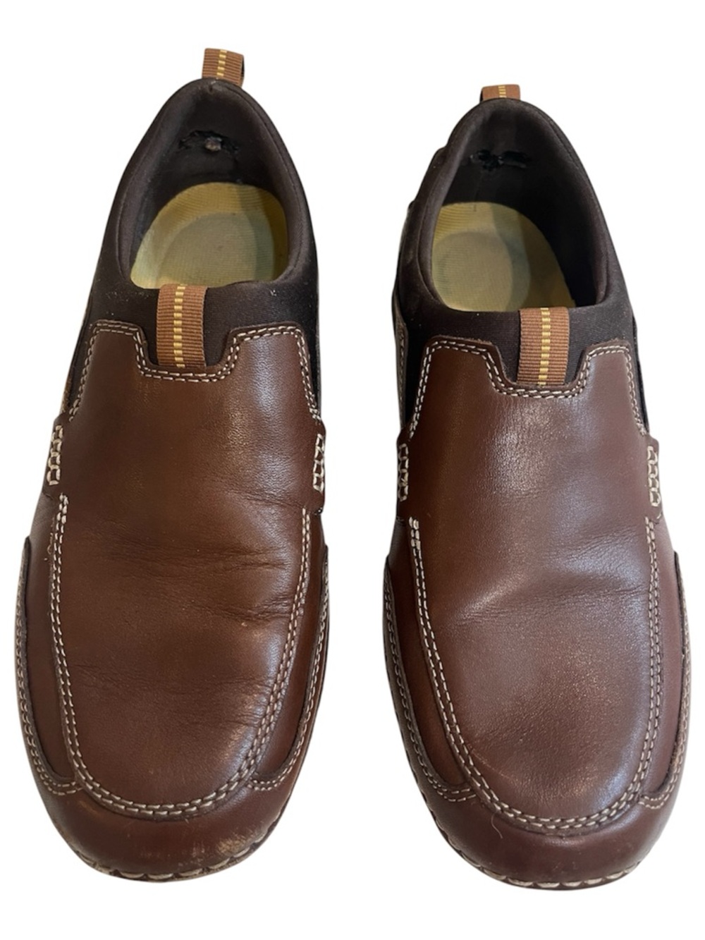 Rockport Rocsports Lite 2 Brown Slip-On Leather Loafers with Contrast Stitching